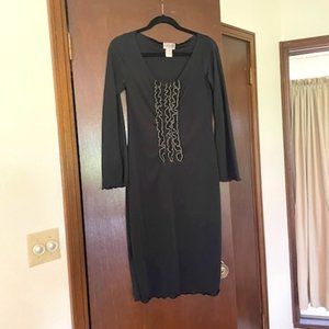 Luly K Vintage Sheer Little Black Dress Size Large Ruffles